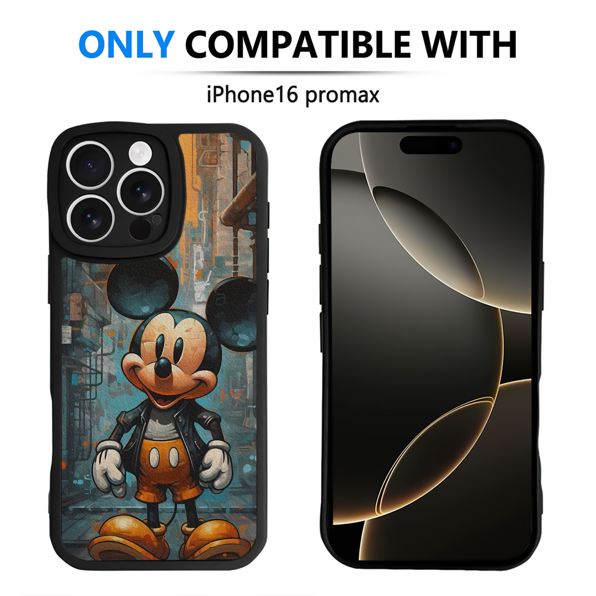 （画像用） ミッキーマウス Mickey Mouse 【iPhone 16シリーズ対応】シリコンスマホケース（レザー調） 材質：シリコン